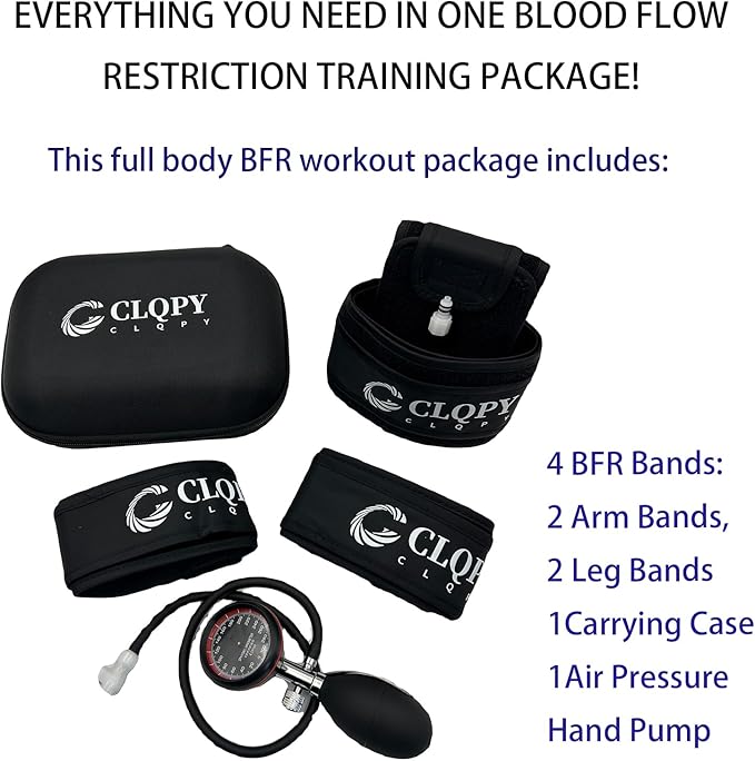 BFR Training System – Blood Flow Restriction Bands for Occlusion Training, Gym Venous Restriction, Muscle Strength & Growth Hormone Stimulation for Men and Women Fitness Workouts