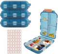 4Pack Travel Pill Organizer - 10 Compartments Pill Case with 64 Stickers, Pill Organizer 2 Times A Day, 20 Days Portable Compartments for Vitamins, Fish Oils, Supplements(Green)