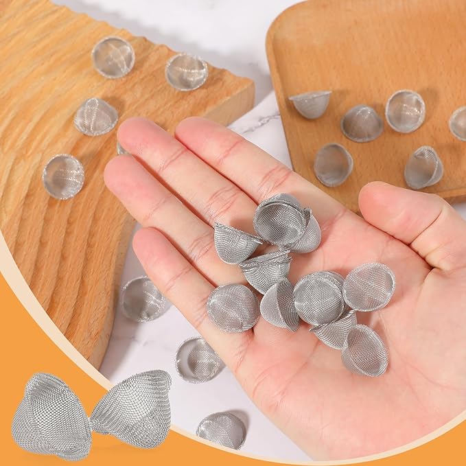 40 Pieces 3/4 Inch Bowl Screens Filters, Stainless Steel Mesh Clean Screens with Tapered Design Screens Mini Metal Filters Reusable Filters Self-Adjustable Size Filter