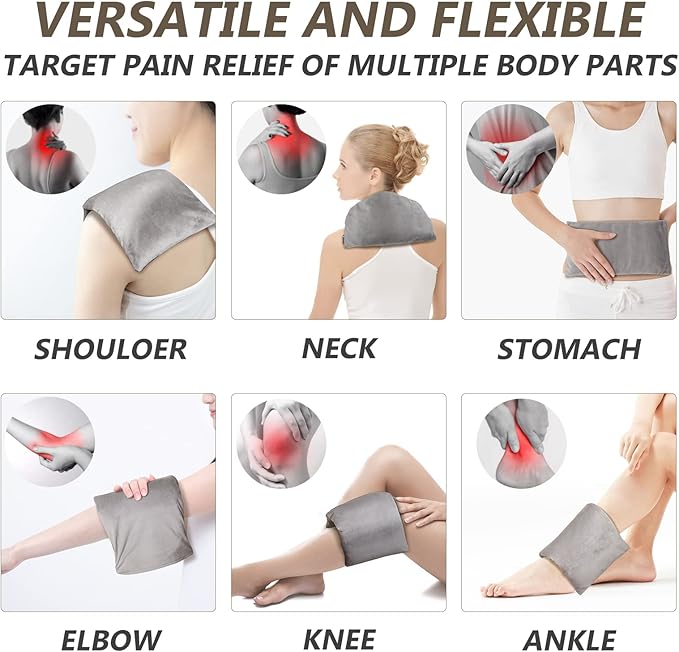 Microwave Heating pad with Washable Cover 6 * 12" Microwavable Heat Pad for Neck Shoulder, Cramps, Back Pain Relief, Warm Compress Bean Bag Moist Heat Pack for Muscles, Joints, 2 Pack