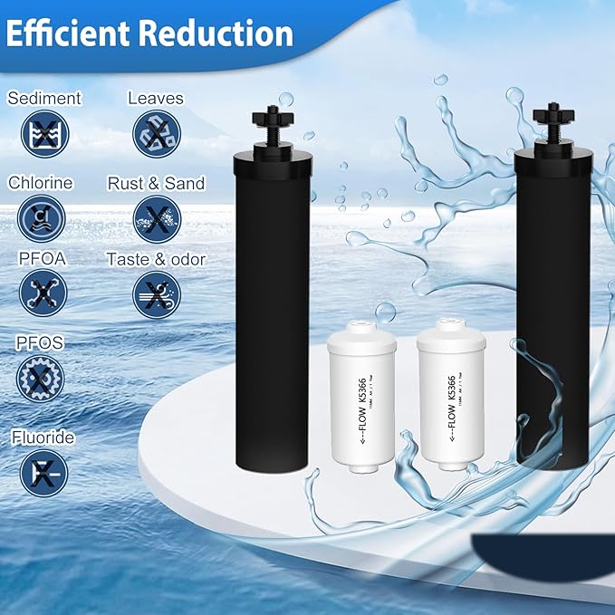Gravity Water Filters for Berkey Water Filter Replacement, Replacement for BB9-2® Black Filter & for PF-2® Fluoride Filters Combo Packs,Compatible with Berkey Gravity Water Filter System,NSF 42