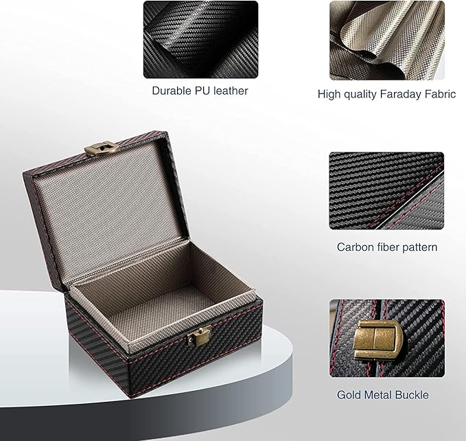 Faraday Box, Car Key Fob Protector Box, RFID Signal Blocking Box, Faraday Cage Larger Size (Black Carbon)