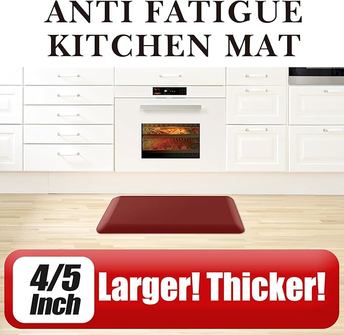 4/5 Inch Thick StepLively Kitchen Mats for Floor,Mat for Kitchen,Floor,Office,Sofa (17.3''x28'' Red)