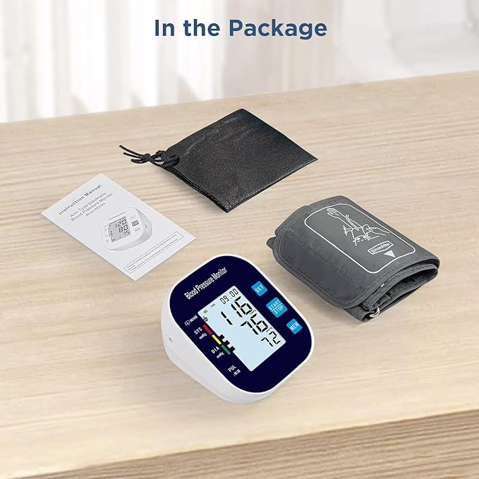 Blood Pressure Monitors, Automatic Upper Arm Blood Pressure Machines for Home Use with Large Cuff Adjustable BP Machine for Adult Elderly BSX583 (Navy Blue)