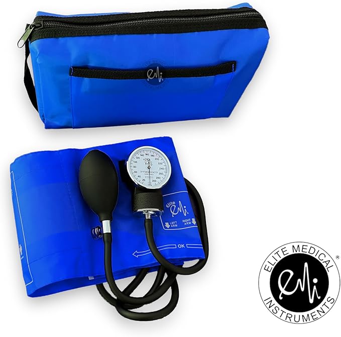 EMI Royal Blue Adult Cuff Deluxe Aneroid Sphygmomanometer Manual Blood Pressure Monitor with Adult Cuff - #217