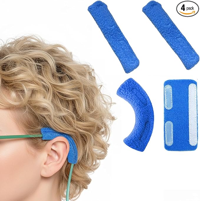4 Pieces Nasal Cannula Ear Cushions Ear Protectors for Oxygen Tubing Oxygen Cannula Face Soft Cover for Oxygen Users Prevent Indentation Discomfort Blue