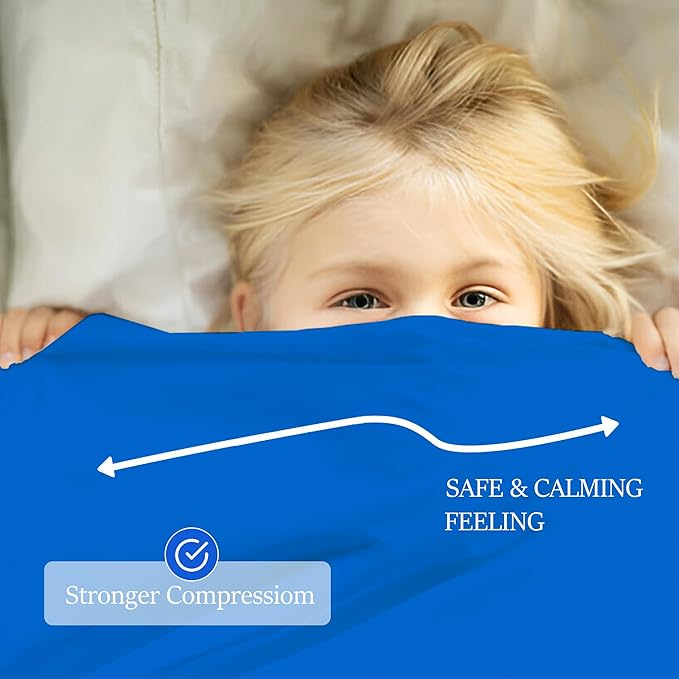 Sensory Bed Sheet for Deep Pressure Therapy – Spandex Bed Sheet – Sensory Compression Blanket for ADHD, Autism – Breathable & Hypoallergenic, Blue, Twin Size