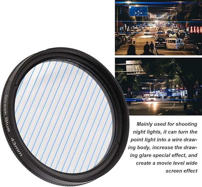 Zyyini Blue Streak Special Effects Filter, 46mm, Aluminum Alloy, Optical Glass, Blue, Prism Effect