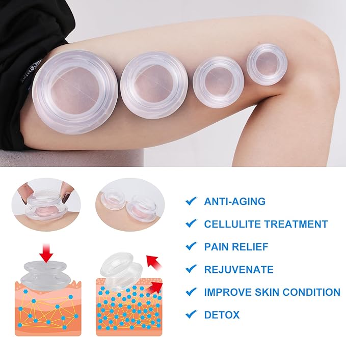Silicone Cupping Therapy Set, Professional Studio and Home Cupping Set Massage Therapy Cups, Chinese Massage Cups for Cellulite Reduction Cupping Kit, Muscle and Joint Pain Myofascial Cupping Massager
