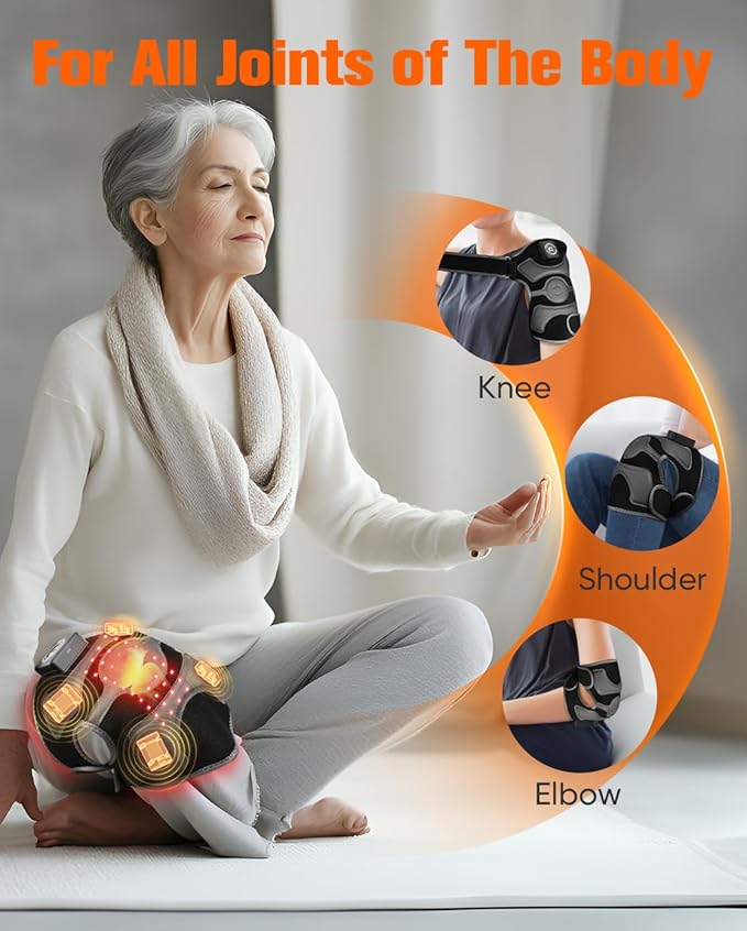 CRAZYTECH 3D Red Light Therapy for Knee, FSA Eligible HSA 5000mAh Cordless Knee Massager with 4 Vibration Areas, Infrared Heating Pad Wrap Device for Knee Elbow Shoulder, 660nm 850nm