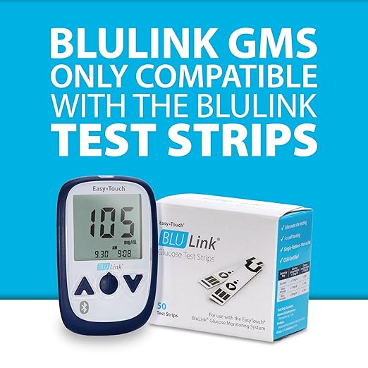 BluLink Bluetooth Blood Glucose Monitoring System by EasyTouch – Sync Results to Your Phone, Fast & Accurate Testing, Includes Meter, Lancing Device & 10 Lancets (Test Strips Sold Separately)