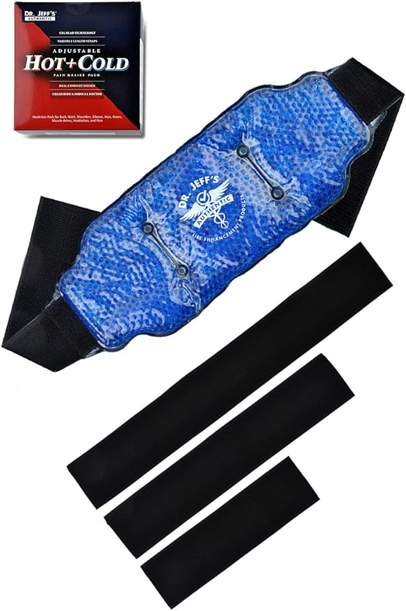 Medical Grade Pain Relief Flexible Ice Pack for Injuries | Dual Sided Soft Plush Hot Pack + Flexible Gel Beads Reusable Ice Pack | Great for Knee, Sciatica, Back, + Neck Pain | Bonus Extension Straps