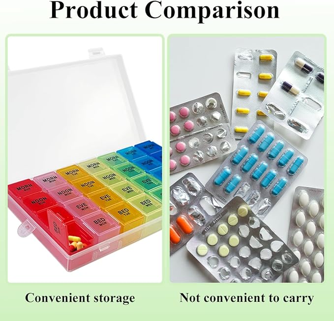 6 Pack Pill Organizer Monthly Weekly Pill Organizer 4 Times a Day XL Large Pills Organizer 7 Day Pills Organizers 4 Times a Day