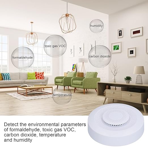 WiFi Smart Air Quality Monitor, VOC, Carbon Dioxide, Temperature Humidity Detector for Home, 5V