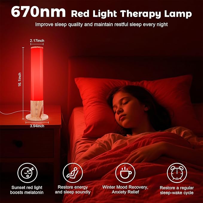 670nm Red Light Therapy & 10,000 Lux Sun Lamp – Dual Mode Happy Light & Sunlight Lamp for Sleep, Relaxation,with Remote Control, Adjustable Timer, Memory Function, and 4 Color Temperatures Sun Lamp