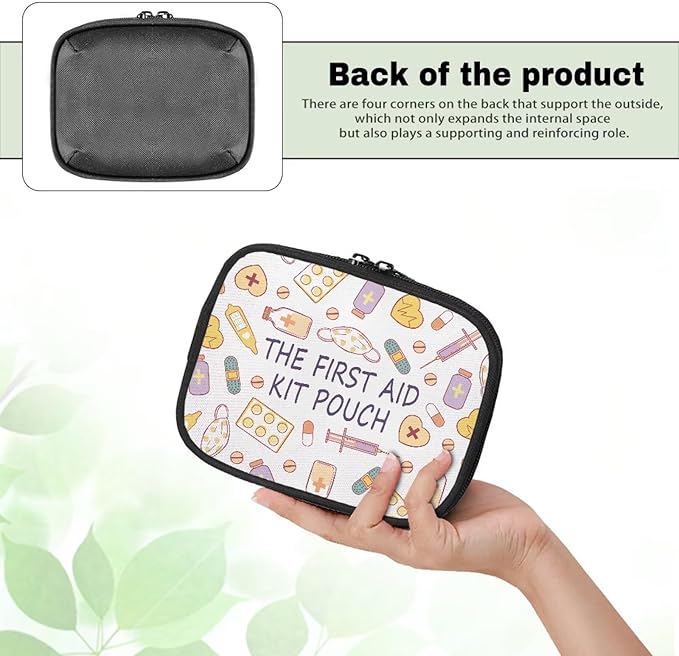 Travel Medicine Case Medical Theme Print Pill Organizer Box with Zipper Daily Supplement Holder Portable Vitamin Storage Bag Weekly