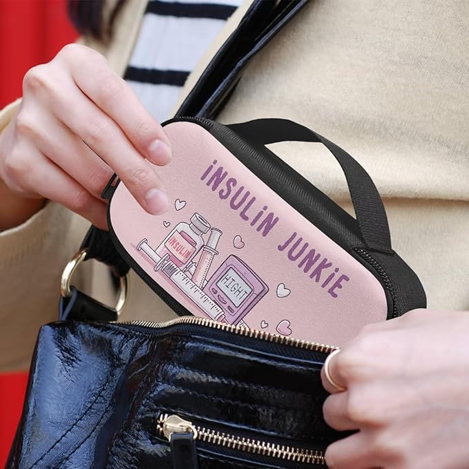 Rnyleeg Pink Insulin Bag for Women Portable Diabetic Supplies Storage Bags with Handle Small Size Diabetic Bags for Supplies Medicine Cooler Bag