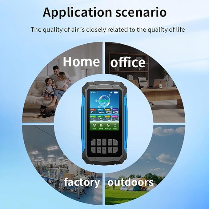 Garosa Air Quality Detector & Ionizer Meter Portable Air Tester with VOC PM2.5 CO2 Temp Humidity for Home Car Office & Negative Ion Monitoring (Black)