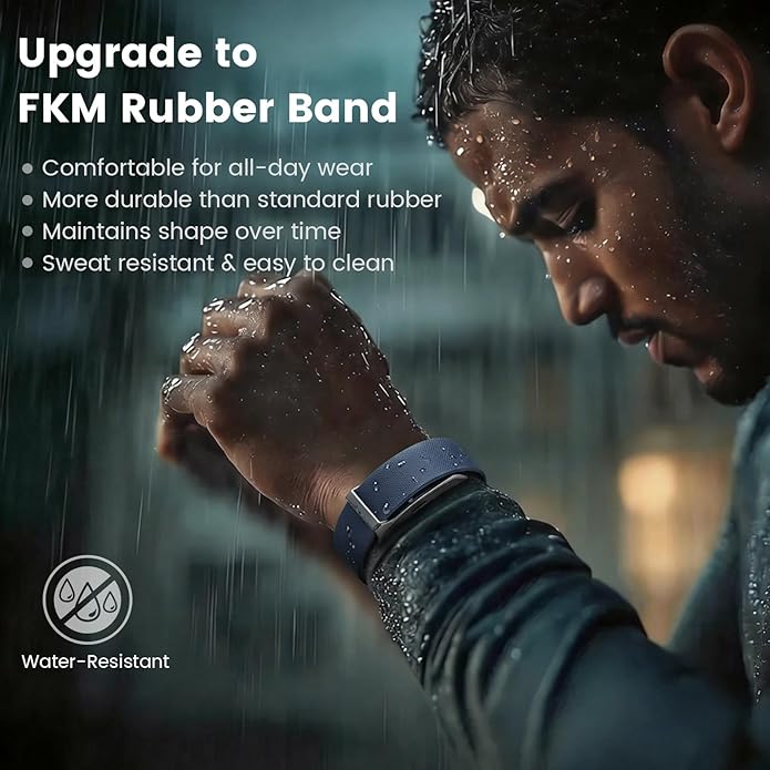 BlackPro for Hume Band Replacement Strap, FKM Rubber Loop Strap for HumeHealth Watch Band, Waterproof Adjustable Soft Fluororubber Rubber Wristband for Hume Smart Fitness Tracker