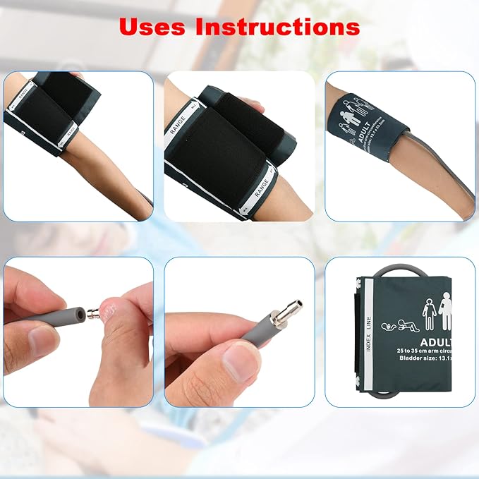 Cosmos Blood Pressure Monitor Replacement Cuff with Metal Air Hose Connector for Blood Pressure Monitor and Machine for 25-35 cm Upper Arm Circumference (Adult Size)
