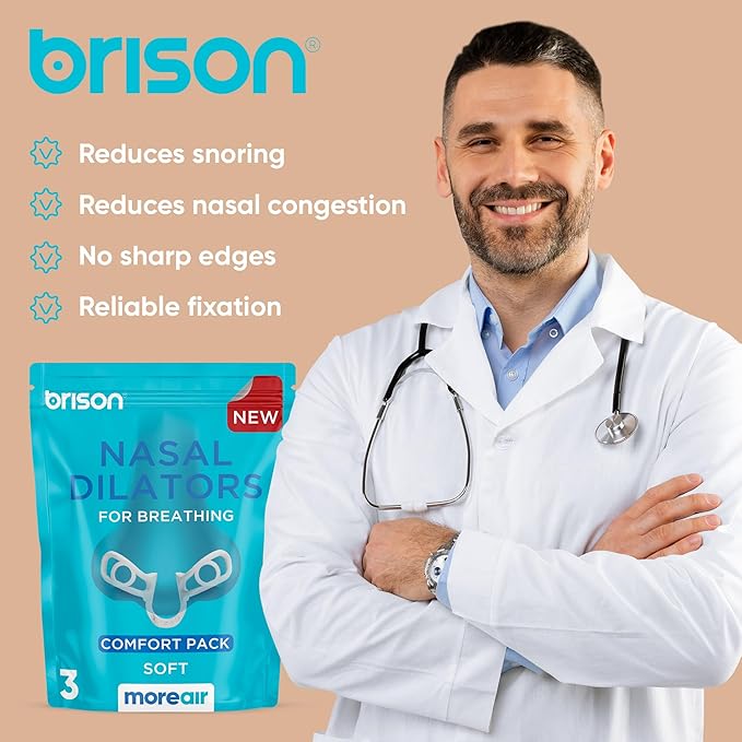 Brison Nasal Dilators for Breathing and Sleeping - 3 Pack Anti Snoring Nose Vents Opener for Better Breathing Sleeping and Activity Improves Airflow - Soft