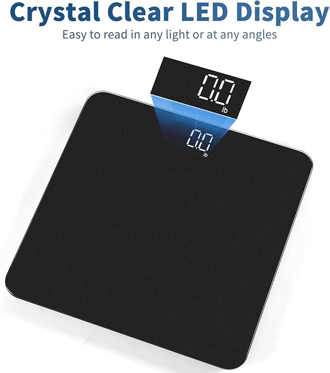Vitafit Scale for Body Weight, High Accuracy 0.1lb by Our Professional Factory Since 2001, Digital Weight Scale LED and Step On, 3*AAA Batteries Included, 400lb/182kg, Spray Silver Black