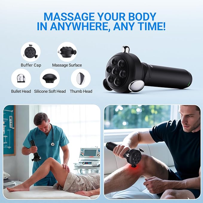 Pro Max Vibration Therapy Massage Gun, 6500RPM Handheld Deep Tissue Muscle Massager, Fascia Release Massage & Sensitive Areas & Full Body Pain Relief – Gifts for Men & Women