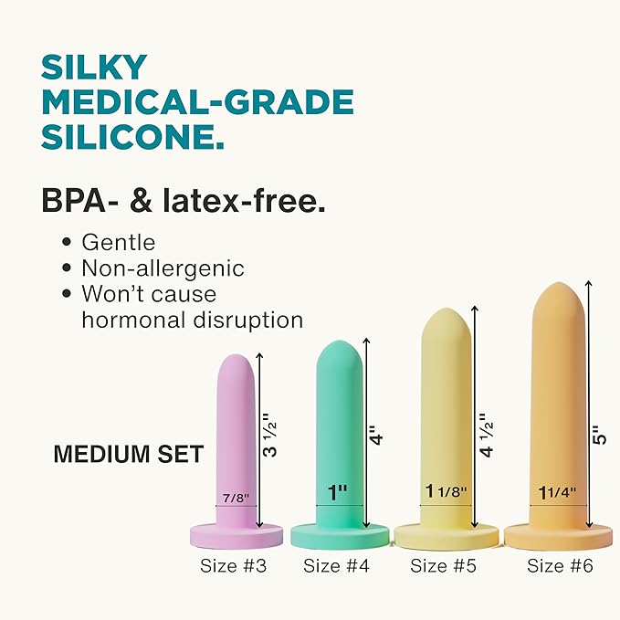 Soul Source | Silicone Wand Set Pelvic Floor Trainer | Progressive Comfort & Strength | Medium Sizes 3-6 with Travel Pouch and Handle