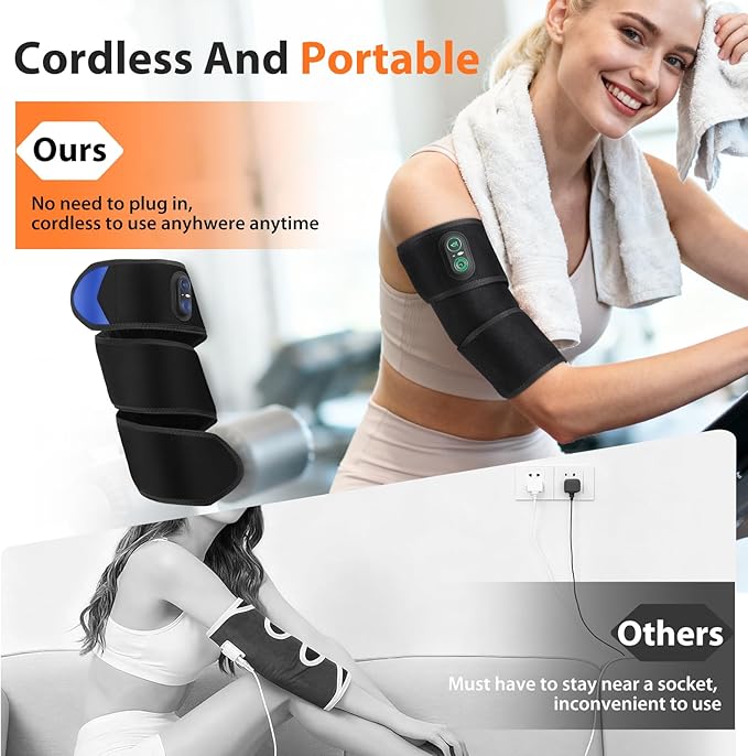Cordless Heating Pad for Arm, Elbow, Wrist, Leg, Stomach, FSA Eligible HSA Approved Extra Long Portable Heated Brace Wrap with 3 Time Settings, 3 Heating Levels, Large Heating Area