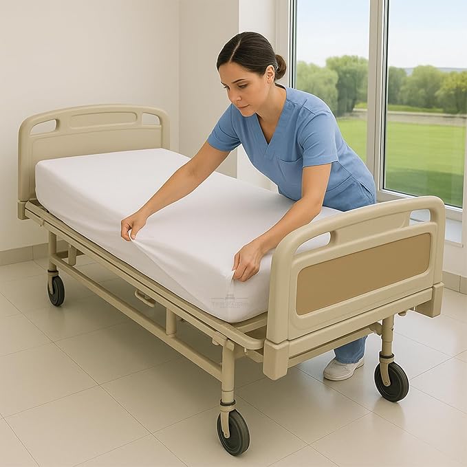 4 Pack Fitted Hospital Bed Sheets - Soft Microfiber Hospital Fitted Sheet - Hospital Bed Fitted Sheets (White, 36" x 84" x 12")