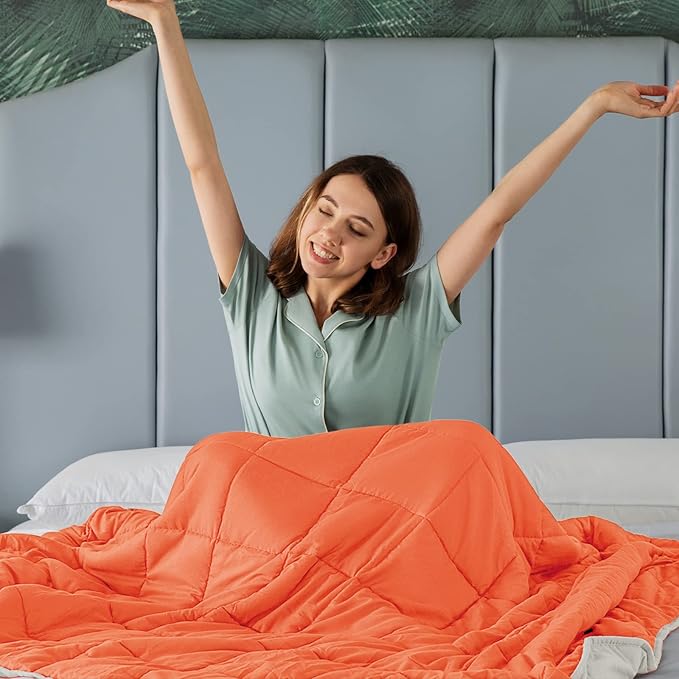 CYMULA Weighted Blanket for Adults (20lbs 60"x80" Queen Size) - Cooling Breathable Heavy Blankets for Summer Winter - Ultra Microfiber Soft Comfort Throw with Glass Beads - Gifts for Men/Women