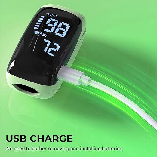 Rechargeable Pulse Oximeter Fingertip Oxygen Monitor Fingertip with SpO2 Pulse Rate and PI OLED Precision Fast Oximeter SpO2 Reading Outdoor Sports Home (Green)