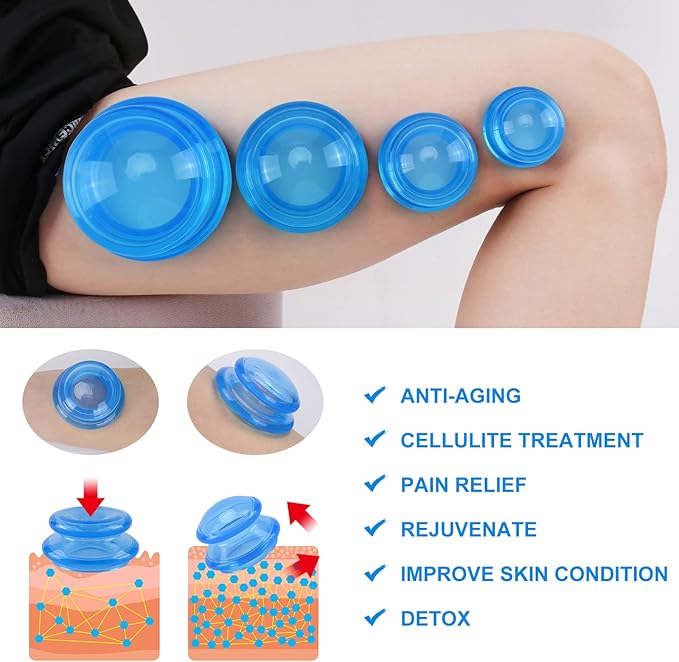 Silicone Cupping Therapy Set, Professional Studio and Home Cupping Set Massage Therapy Cups, Chinese Massage Cups for Cellulite Reduction Cupping Kit, Muscle and Joint Pain Myofascial Cupping Massager