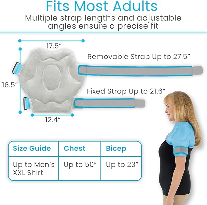 Arctic Flex Shoulder Ice Pack Wrap - Rotator Cuff Cold Therapy for Pain Relief - Reusable Gel for Injuries & Recovery After Surgery - Ice Packs Compression Brace (Blue)