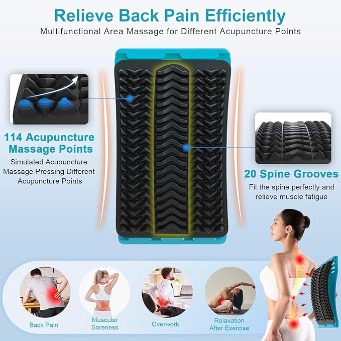 Back Stretcher for Lower Back Pain Relief, Multiple Level Adjustable Arch Lumbar Back Cracker Board, Back Cracking Device, Back Massager for Scoliosis, Spine Decompression Support