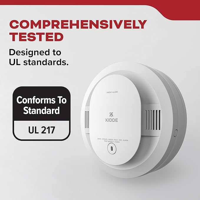 Kidde Smoke Detector, AA Battery Powered LED Status Lights, 85 dB Alarm, 5-inches, 20SDR, 1 Pack