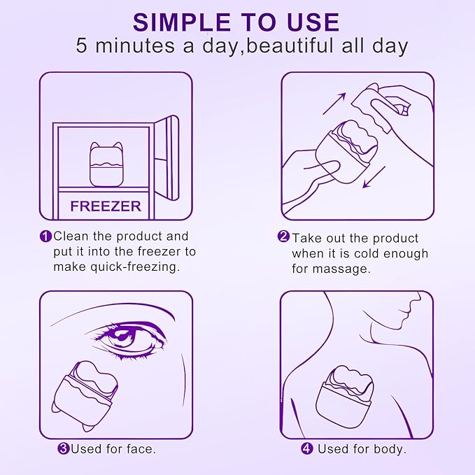 Ice Roller for Face and Eyes,Mothers Day Gifts for Mom Wife,2 in 1 Face Roller and Travel Case,Facial Skin Care Tools,Gifts for Her Women Mom Wife(Purple)