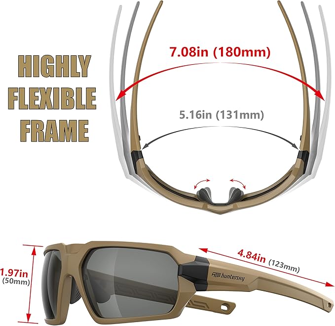 HTS HUNTERSKY Ballistic Tactical ANSI Z87.1+ Impact Protection Anti Fog Shooting Glasses Military Grade Airsoft Range