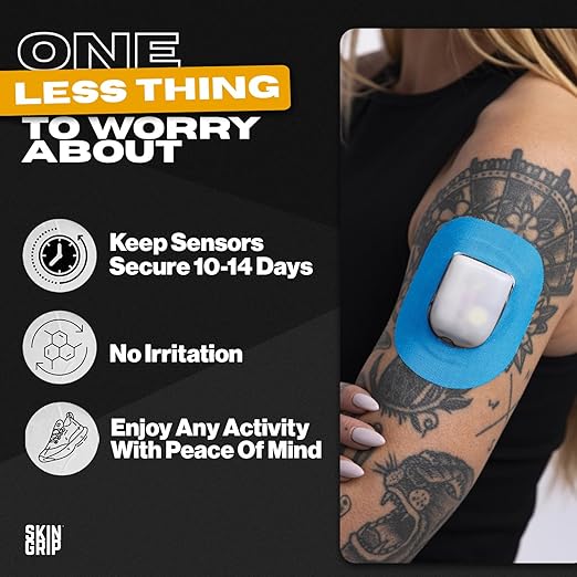 Skin Grip Insulet Omnipod 5 Adhesive Patches Waterproof & Sweatproof (Also Fits Omni pod Dash), Pre-Cut Medical Tape, Ultimate Insulin Pump Protection, Diabetic Sensor Covers, 20-Pack, Blue