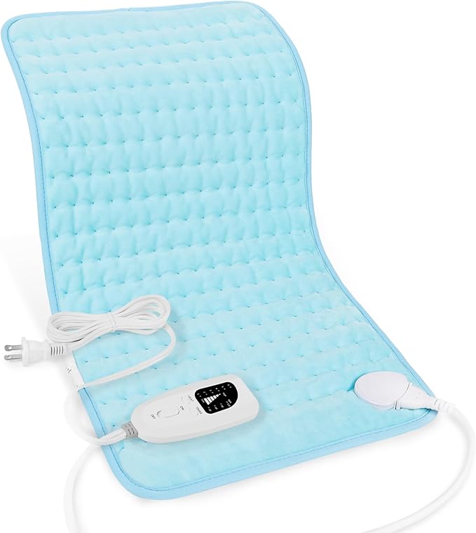 Deepsoon Heating Pad,Electric Heating Pads for Back,Neck,Abdomen,Moist Heating Pad for Shoulder,Knee,Arms,Legs,Dry/Moist Heat & Auto Shut Off,Christmas Gifts for Men and Women,Light Blue,24x12 Inch