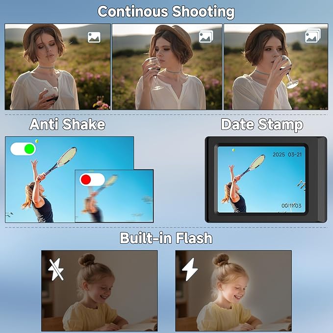 Digital Camera, 56MP 2.7K Dual-Screen Selfie Camera with 16X Zoom, 20 Filters & Anti-Shake, Portable Point and Shoot Digital Cameras with 32GB Card, Compact Travel Cameras for Beginners Teens Kids