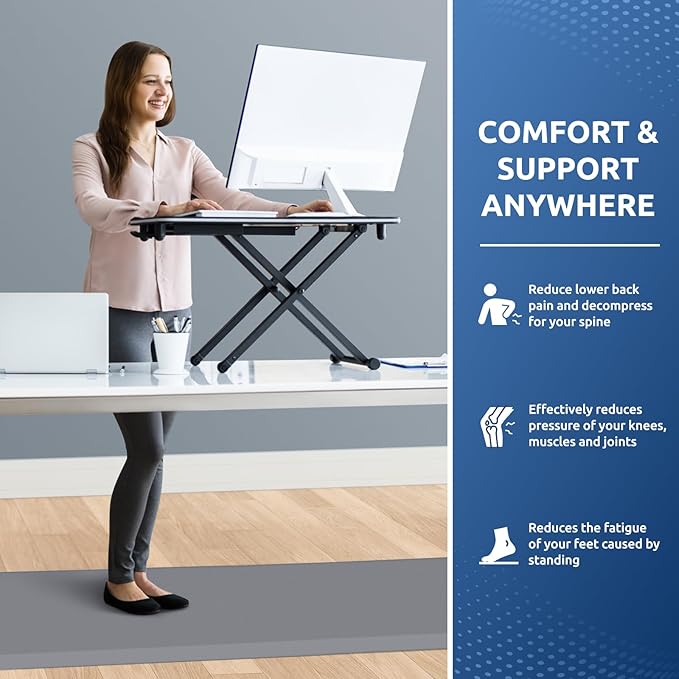 KitchenClouds Kitchen Mat Cushioned Anti Fatigue Rug 22"x72" Water Resistant, Non Slip, Standing and Comfort Desk/Floor Mats for House Sink Office (Grey,0.8inch)