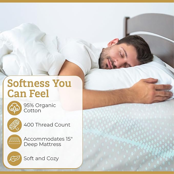 Grounding Sheets Queen Size - Organic Cotton & Silver Fibre Earthing Sheets for Bed - Grounding Rod & Cord Included for Indoor or Outdoor Use
