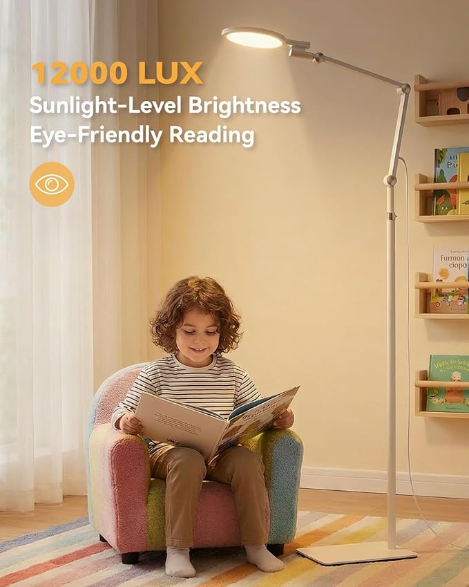 2-in-1 Light Therapy Lamp, 670nm Red Light Therapy Lamp for Sleep & 12000 Lux Happy Light Sun Lamp, Sad Lamp Floor Lamp with Remote Timer, Eye-Safe UV-Free, 9 Colors 10 Brightness for Bedroom Office