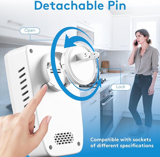 3 Pack 5-in-1 Plug in Carbon Monoxide Detector, Smoke Alarm & Natural Gas Leak Detector with Temperature & Humidity Sensor, Portable Fire Alarm with LCD Display Dual Alarm System for Travel Home