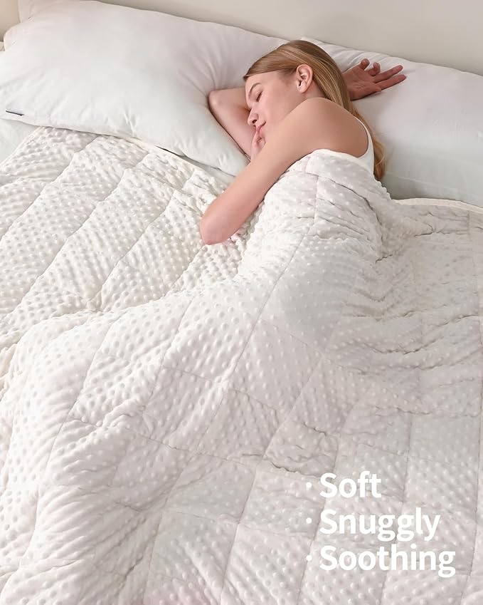 Mr. Sandman Weighted Blanket for Adults, Heavy Blanket for Woman, Man Sleeping/Calm, Soft and Cozy Weighted Throw Blankets, Machine Washable, 60 x 80in, 15 lbs, White