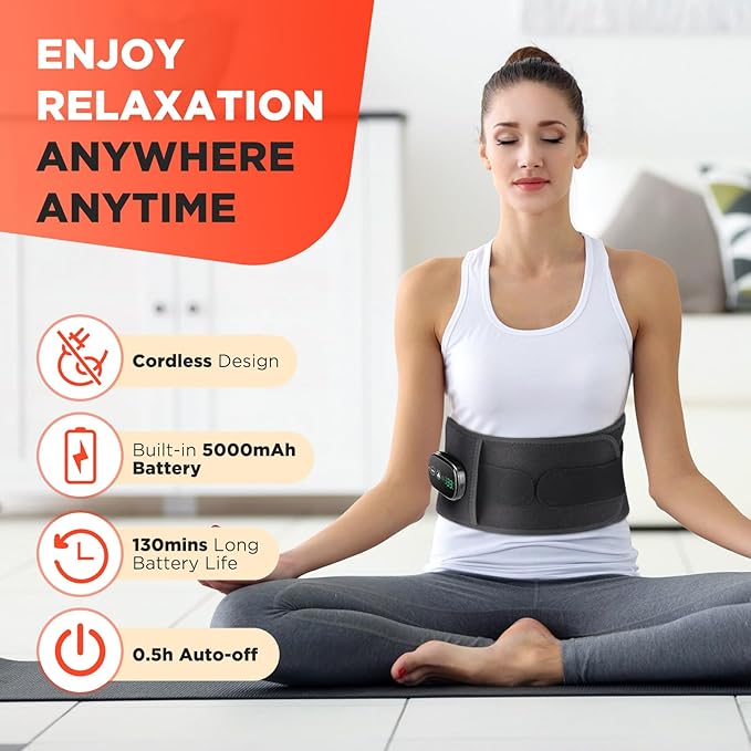 Cordless Heating Pad with Massager for Back, FSA Eligible Items List, Portable Lower Back Massager, Electric Heat Pad for Cramps, HSA Approved Products Only