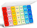 Extra Large Pill Box Weekly Pill Organizer 4 Times a Day, 7-Day Pill Boxes and Organizer, Big Compartments Pill Case, Monthly Medication Organizer 28 Days Dispenser for Fish Oils