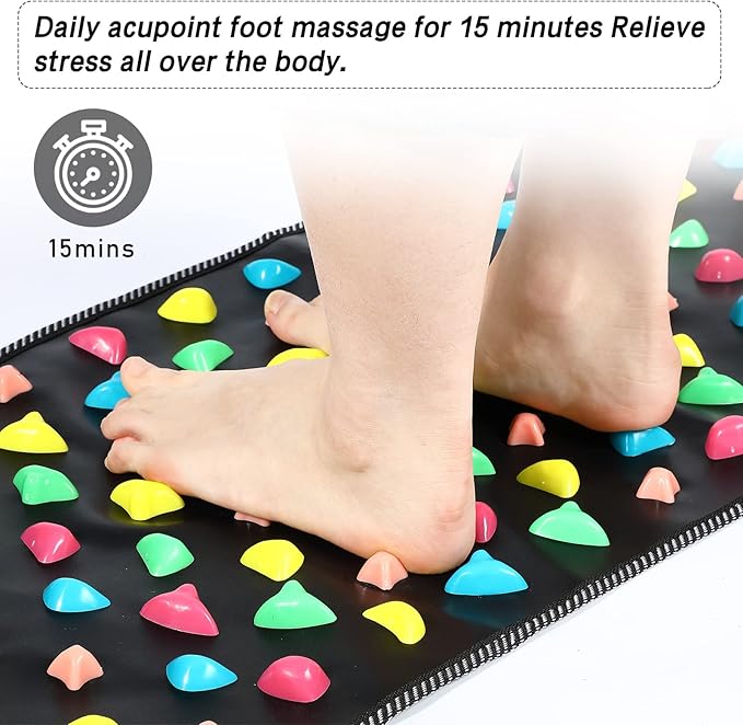BBTO Foot Massage Mat Reflexology Walk Stone Road for Acupressure Foot Massage Acupoint Mat for Long Sitting Elderly Students and Office Workers(68.9 x 13.78 Inches)