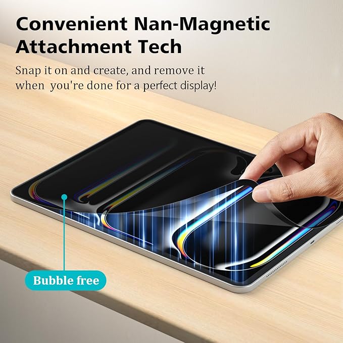 PYS Privacy Screen Protector for iPad Pro 13 Inch M4 2024, Nano Detachable 30-Degree Privacy Filter, Reusable & Removable, Matte Finish Anti-Glare, Anti-Scratch, Easy Installation